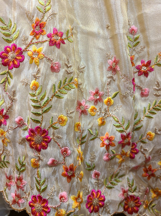 Cream Floral Lehenga