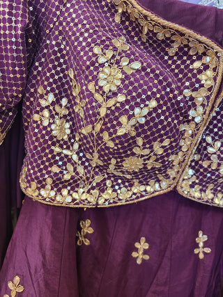Purple Embroidered Bridal Lehenga