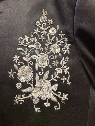 Luxurious Black Embroidered Bandhgala Suit