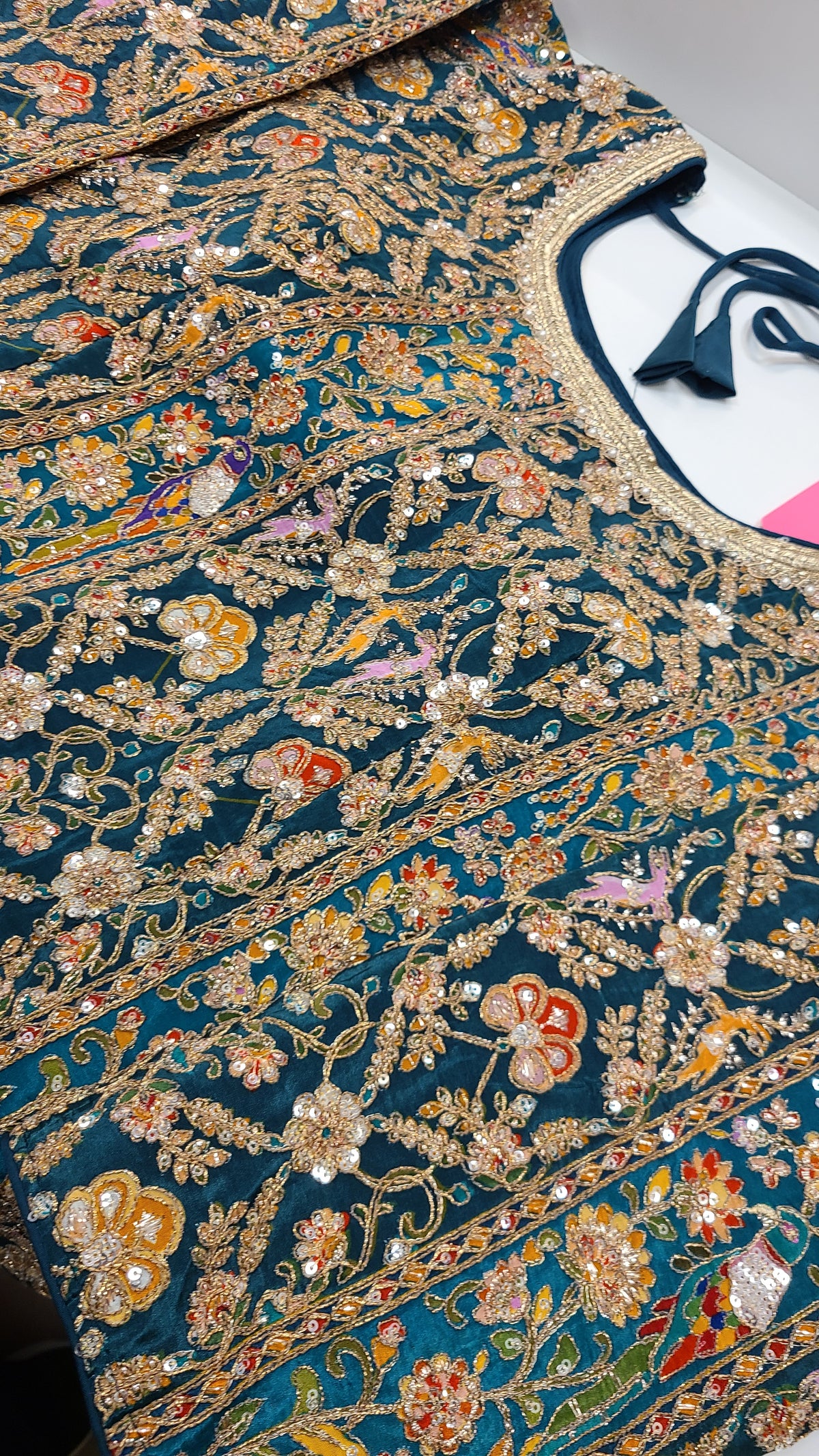Teal Embroidered Sharara Set