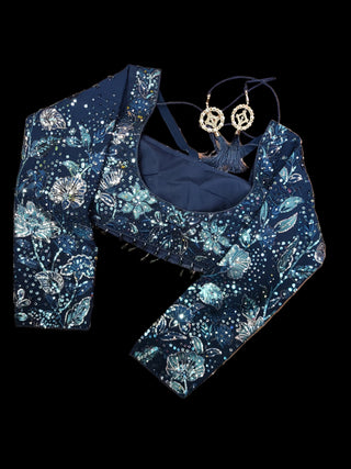 Navy Blue Embroidered Lehenga