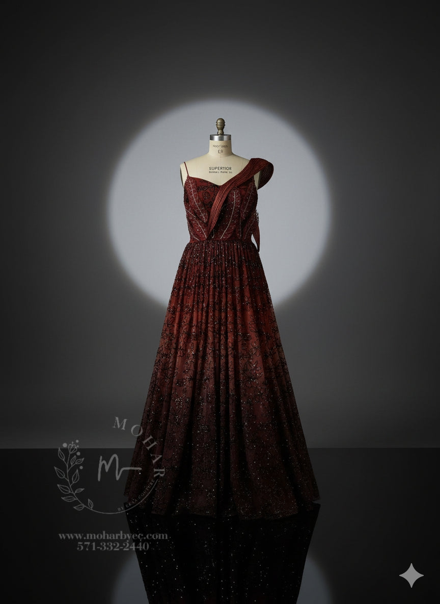 Burgundy Sequin Gown