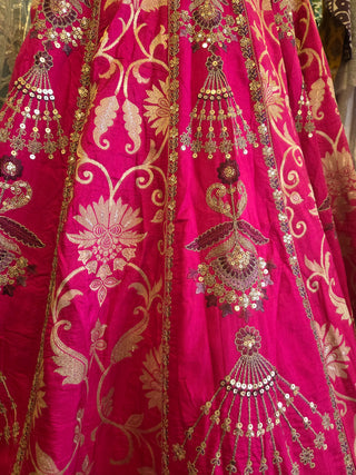 Hot Pink Embroidered Lehenga Set