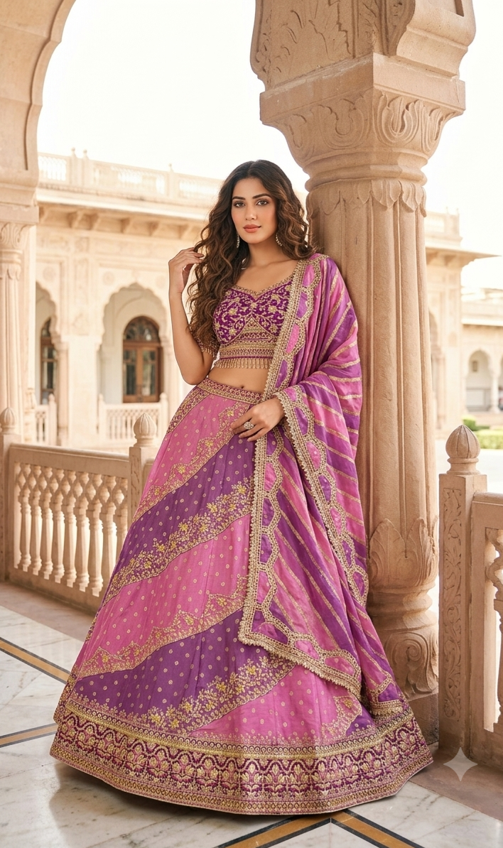 Pink Purple Lehenga Set