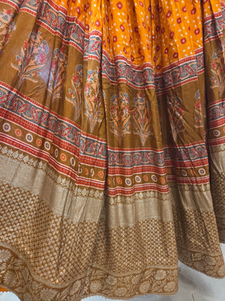 Mustard Yellow Banarasi Lehenga with Mirrorwork Halter Choli
