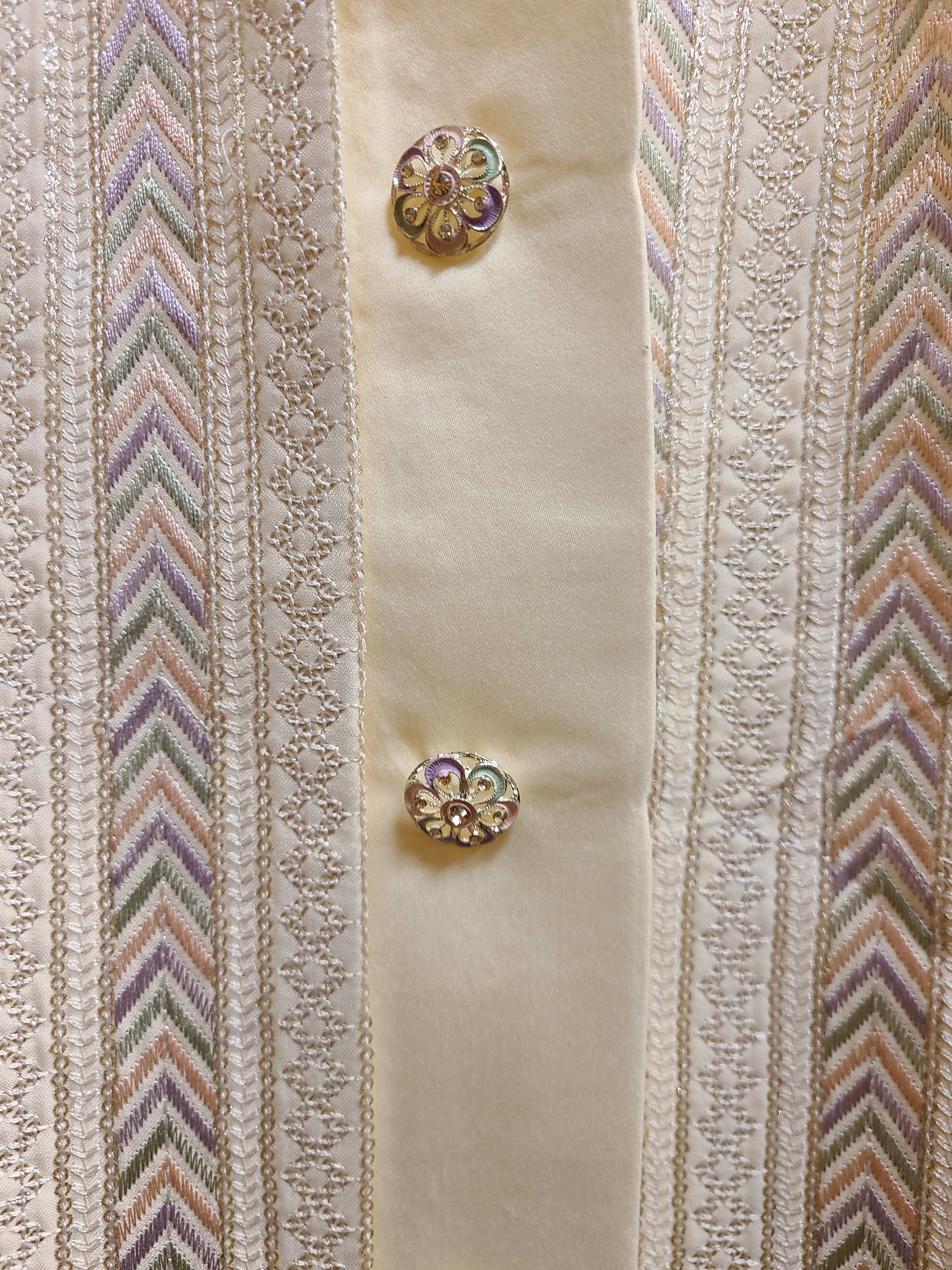 Elegant Cream Embroidered Sherwani Set