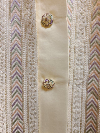 Elegant Cream Embroidered Sherwani Set