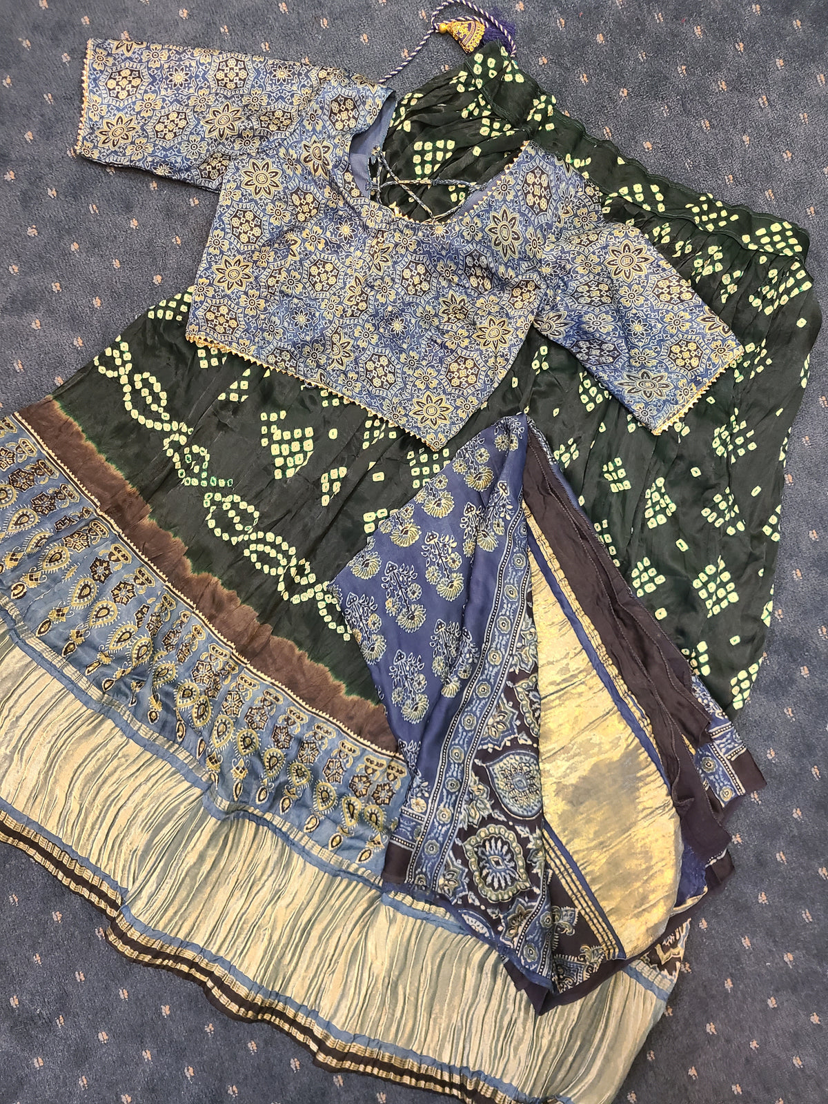 Forest Green Garba Lehenga