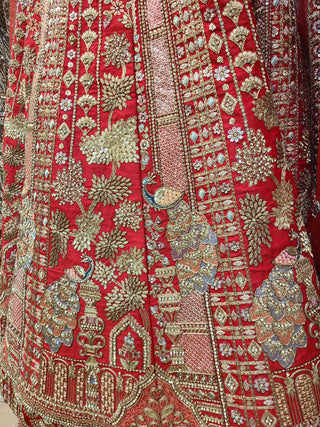 Red & Gold Embroidered Bridal Lehenga Set