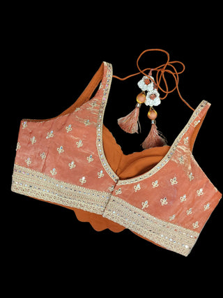Peach Banarasi Silk Lehenga Set