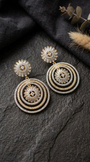 Two-Tone Sunburst Circle Drop Earrings