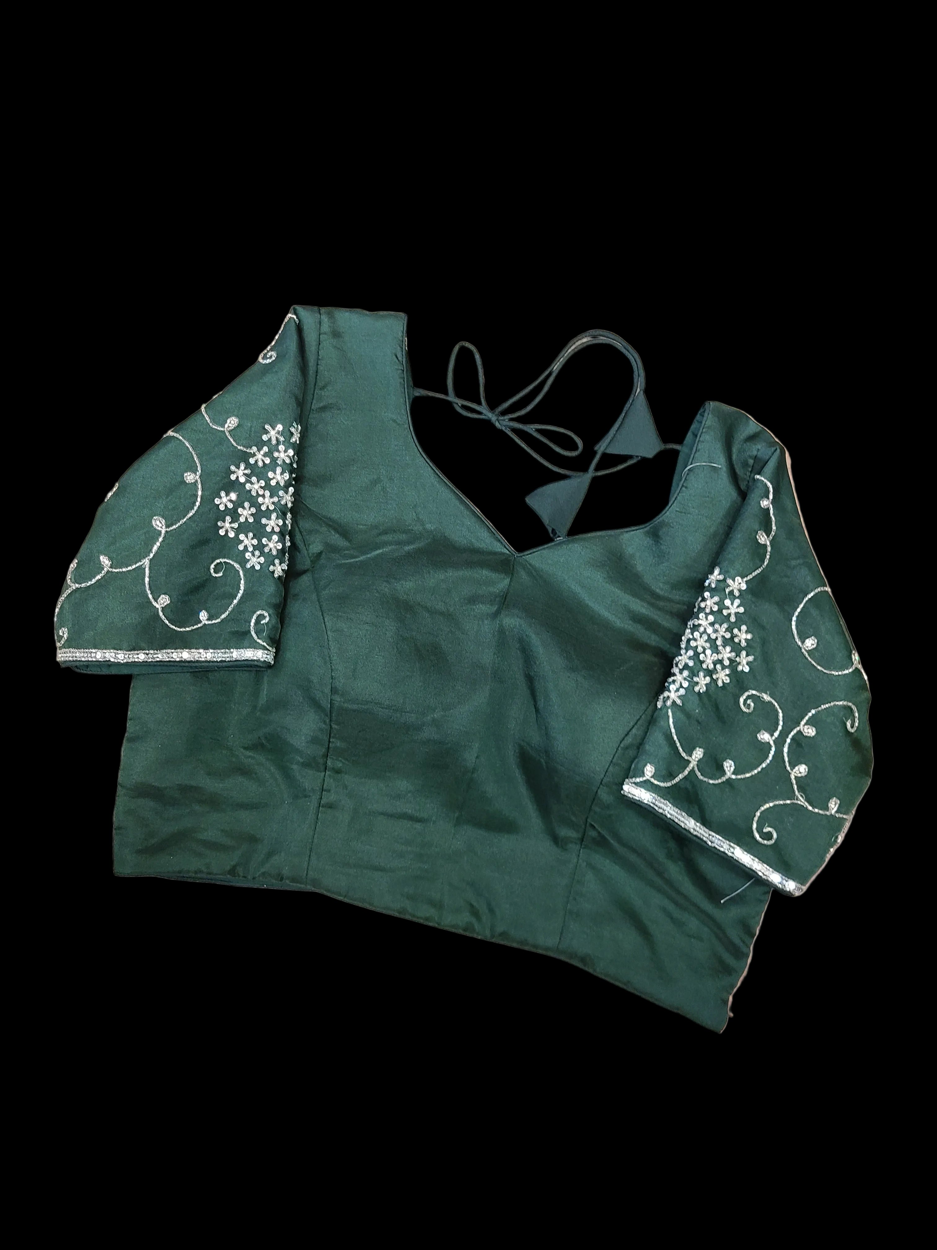 Dark Green Embellished Saree - Elegant Designer Wear