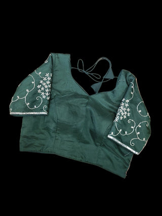 Dark Green Embellished Saree - Elegant Designer Wear