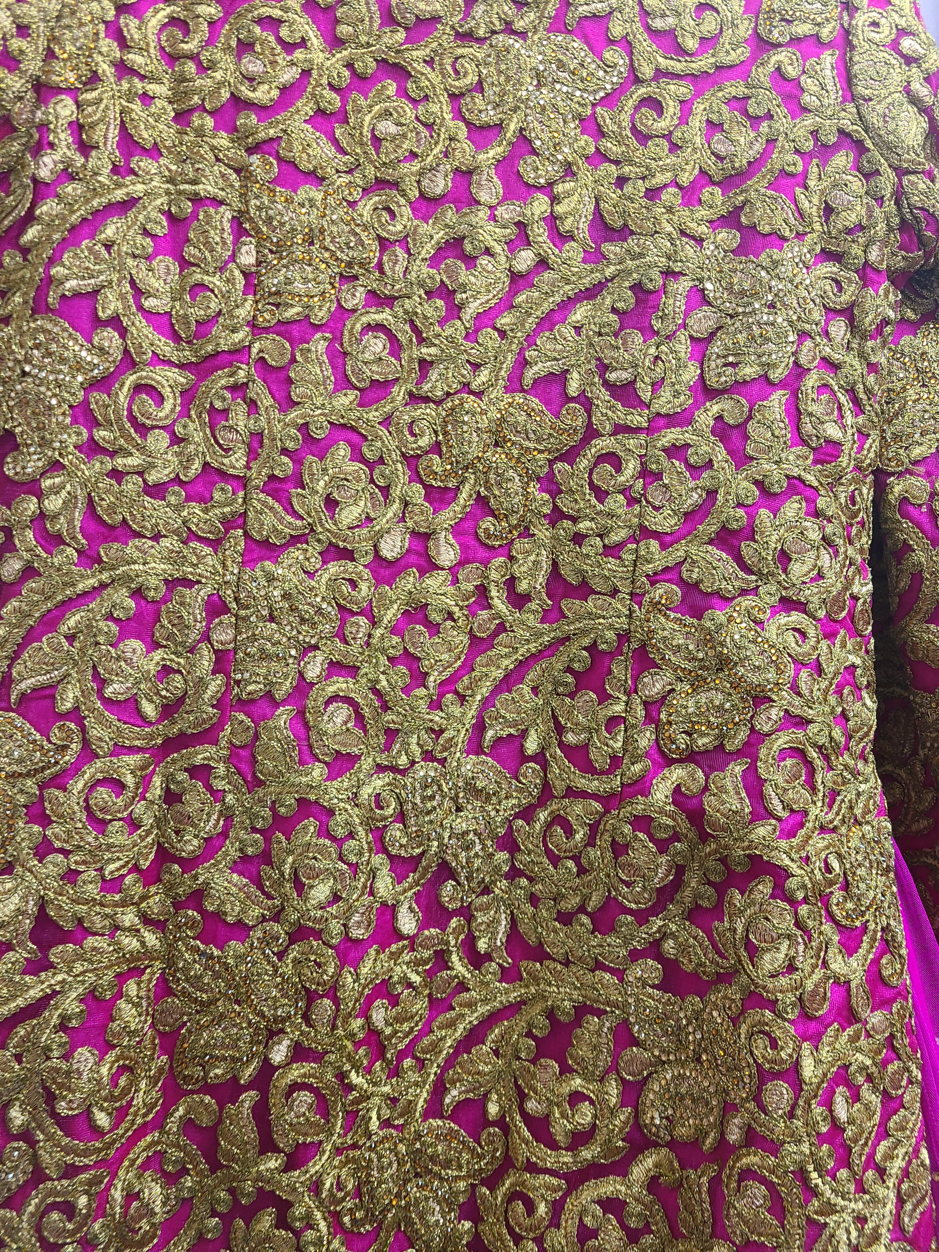 Hot Pink Lehenga with Gold Embroidered Jacket