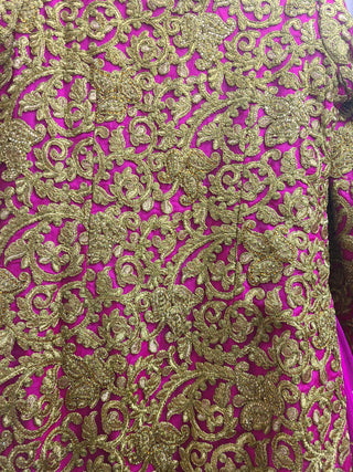 Hot Pink Lehenga with Gold Embroidered Jacket
