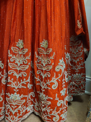 Burnt Orange Corsette Blouse Lehenga