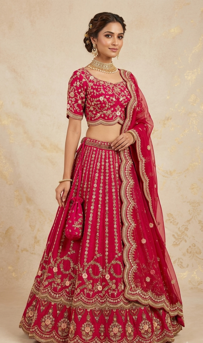 Kiara Red Zardosi Bridal Lehenga