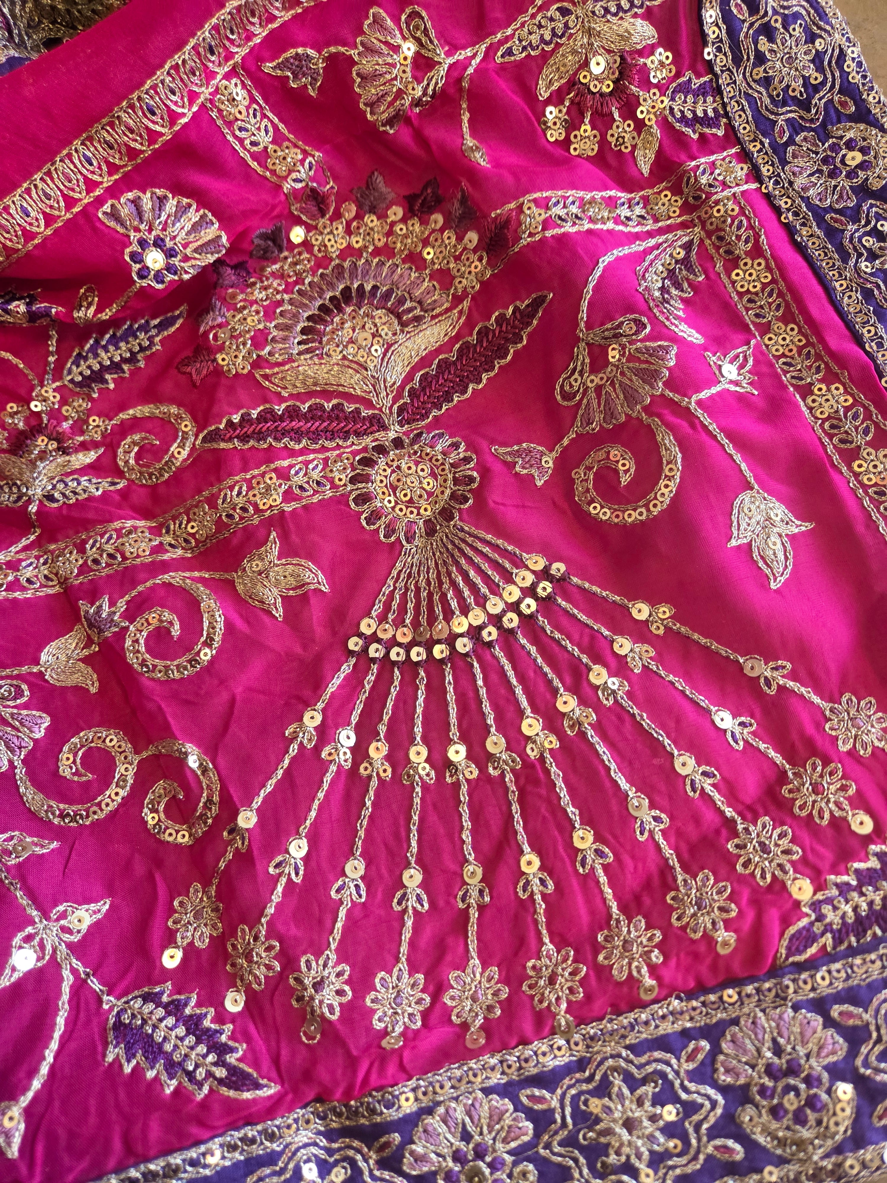 Hot Pink Embroidered Lehenga Set
