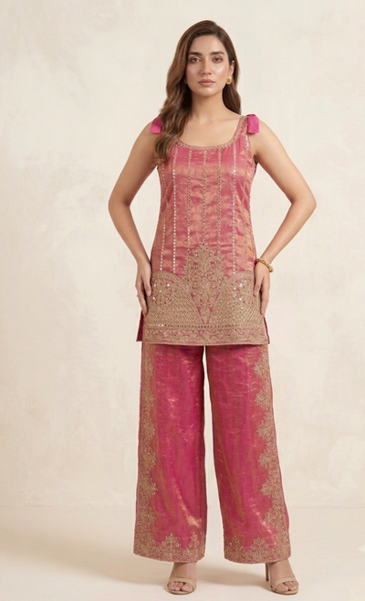 Rose Embroidered Sharara Set