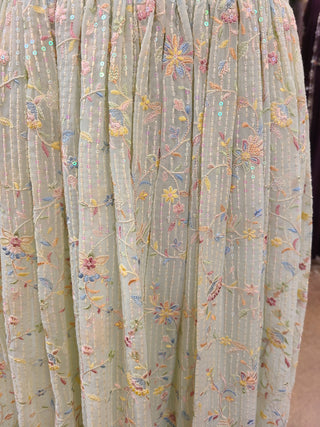 Pastel Mint Green Embroidered Maxi Dress