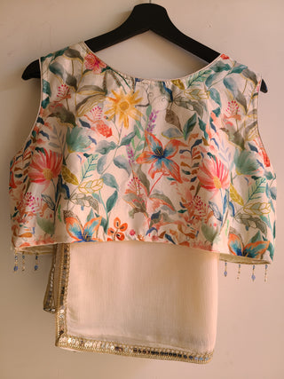 Off White Floral Lehenga