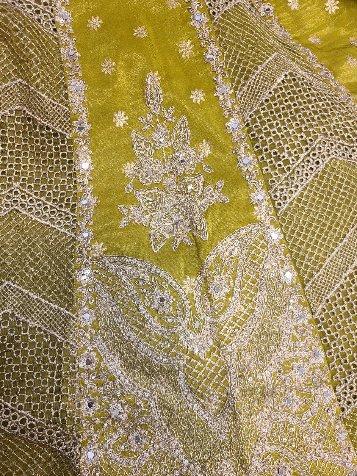 Olive Gold Embroidered Lehenga
