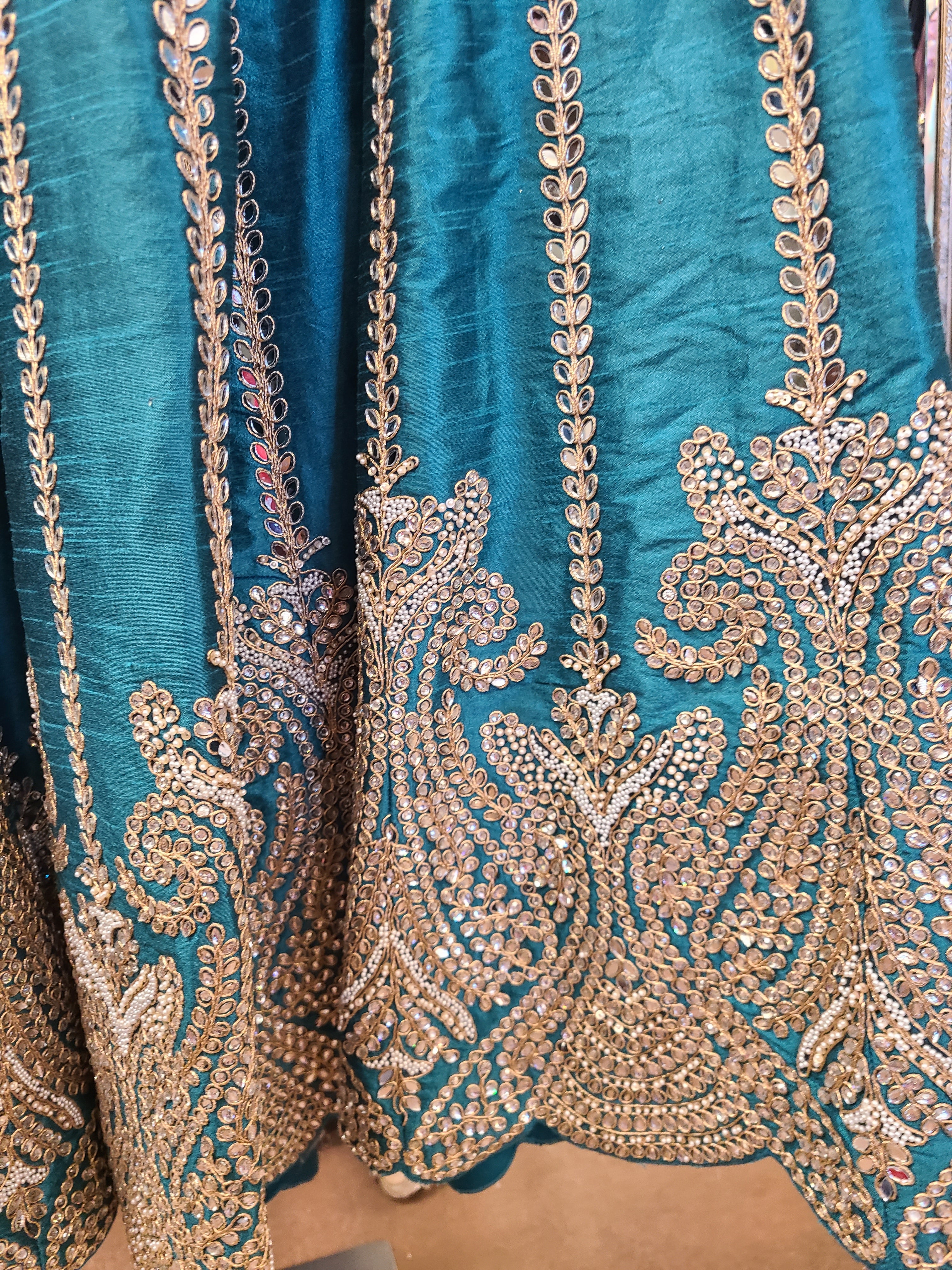 Teal Silver Embroidered Bridal Lehenga Set