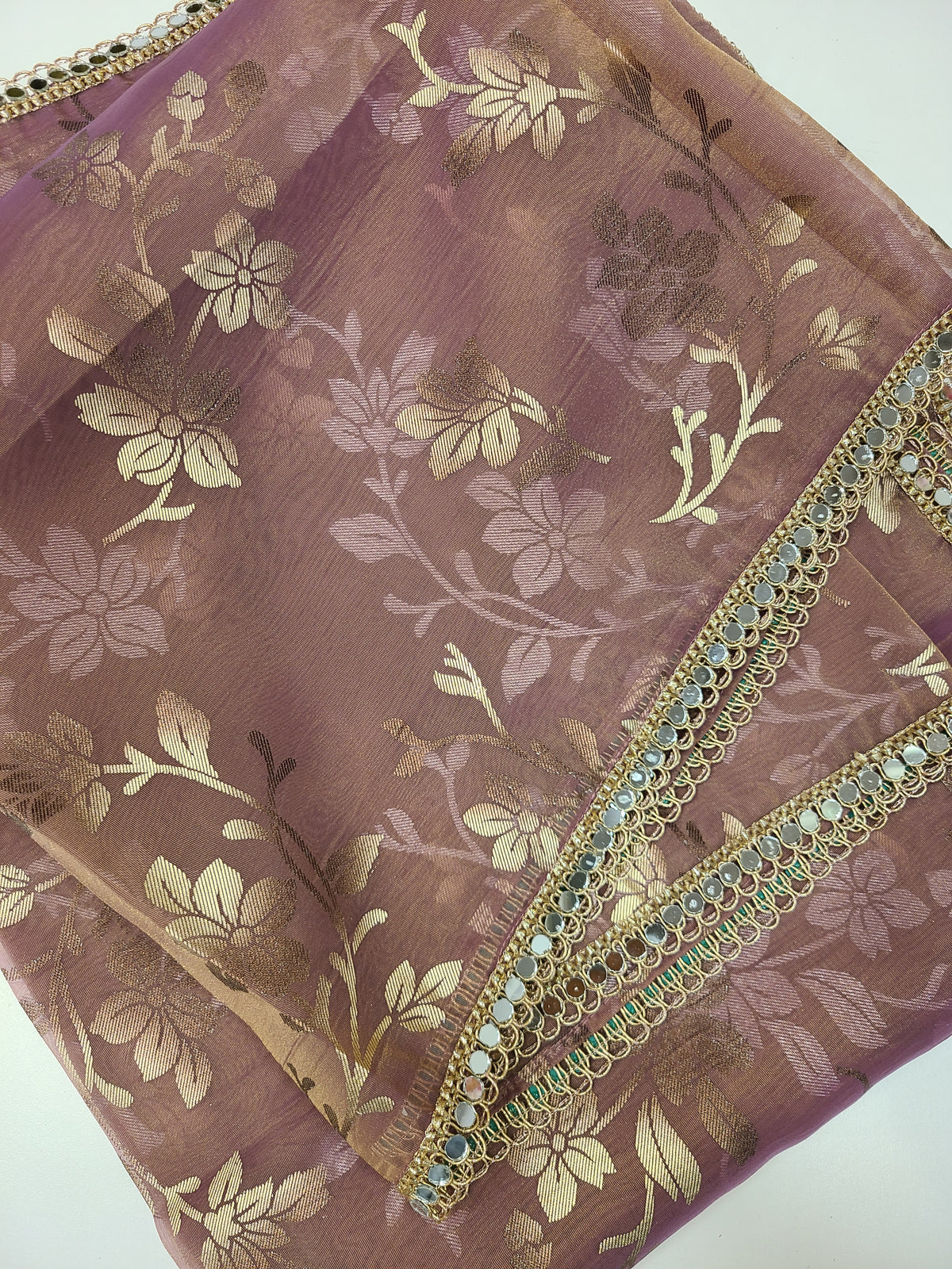 Mauve Gold Layered Lehenga