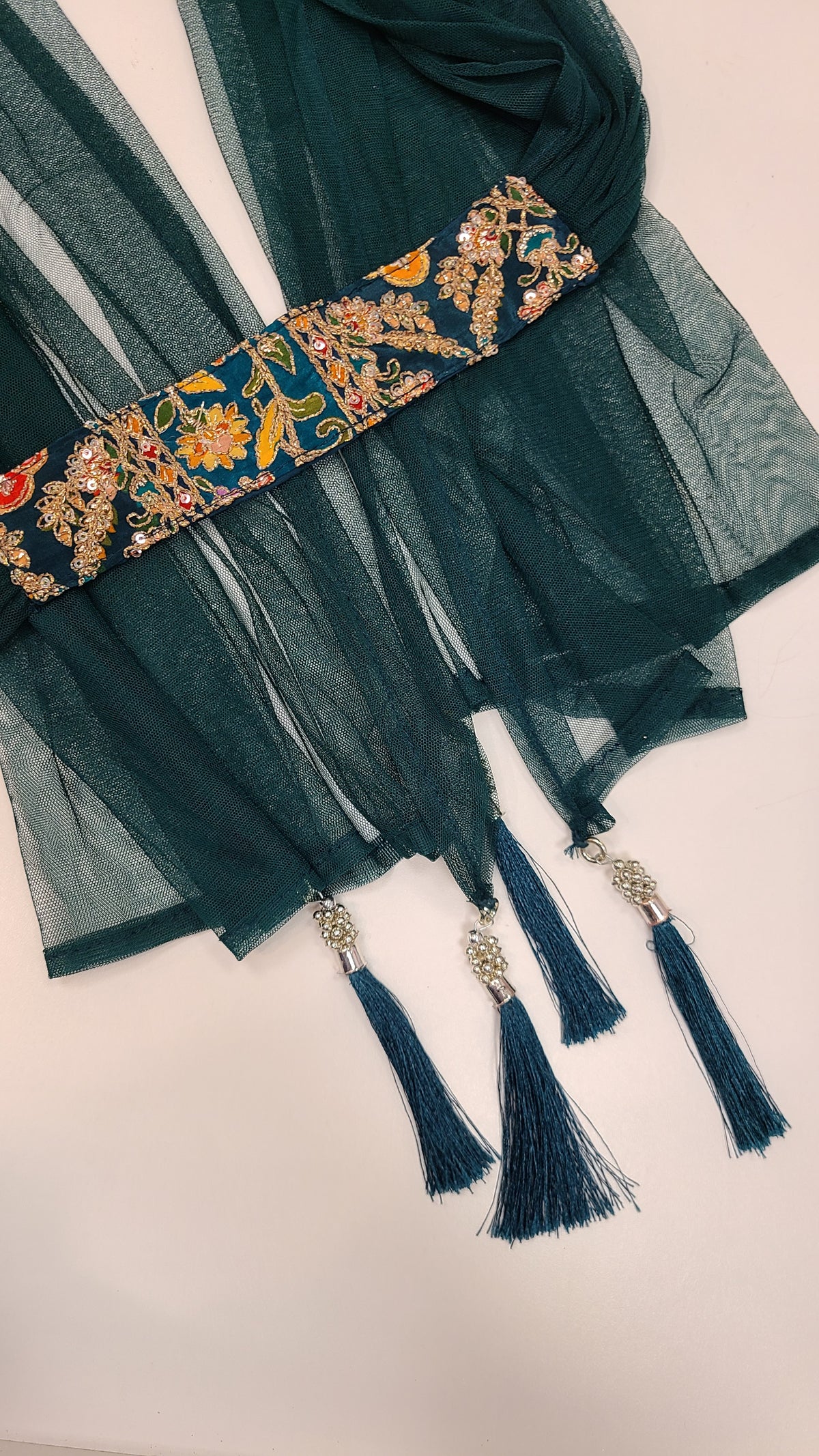 Teal Embroidered Sharara Set