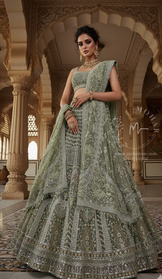 Sea Green Net Lehenga