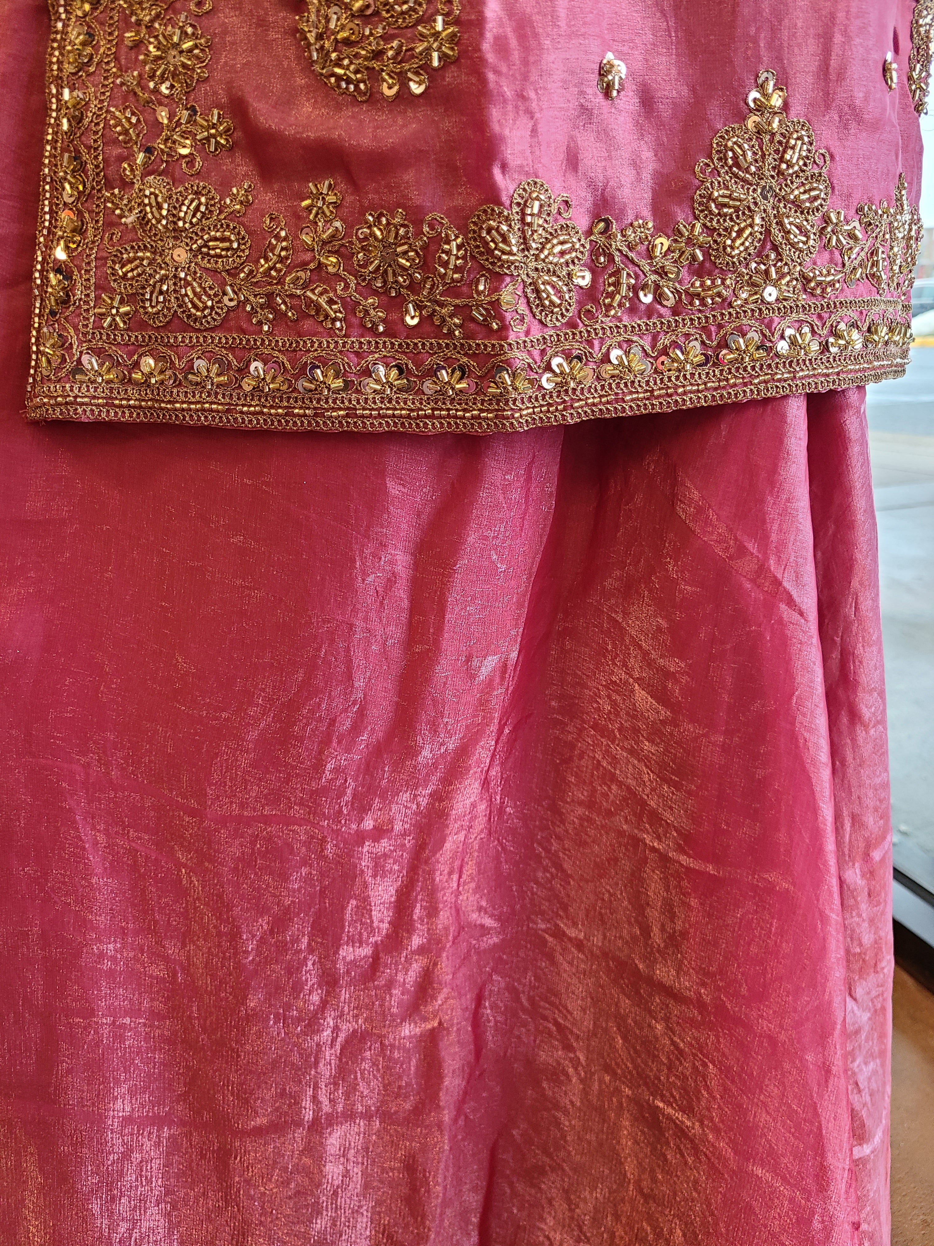 Fuchsia Pink Embroidered Silk Sharara Suit Set