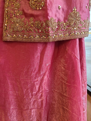 Fuchsia Pink Embroidered Silk Sharara Suit Set