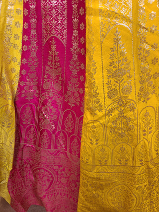 Multicolor Embroidered Silk Lehenga Choli with Pink Dupatta