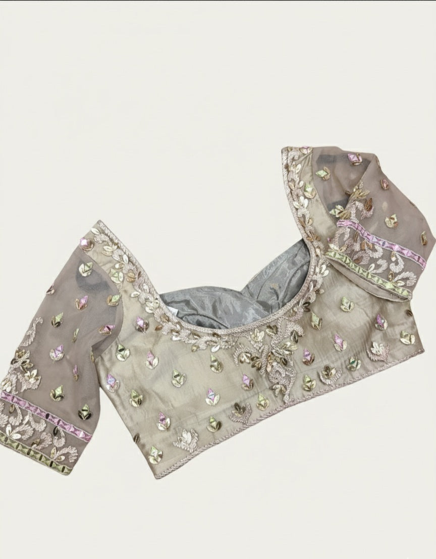 Taupe Embroidered Lehenga Choli Set