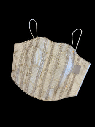 Off White Benarasi Silk Lehenga with Corset Blouse