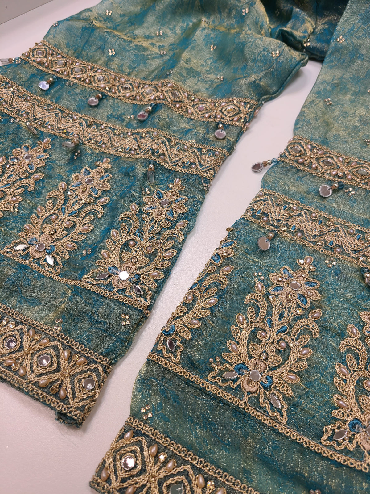 Teal Gold Lehenga Set