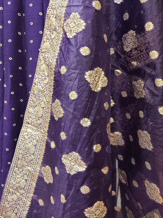 Navy Blue Embroidered Anarkali Gown with Gold Detailing