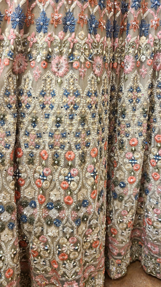 Gold/Olive Base With Pastel Accents Long Gown