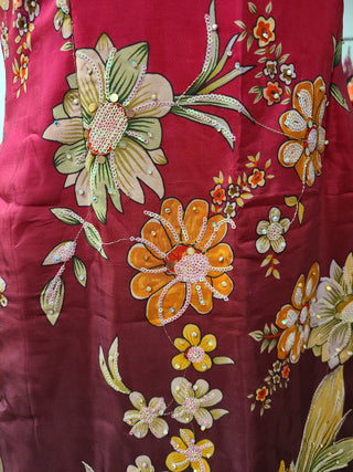 Sofina Cranberry Floral Sharara Suit Set