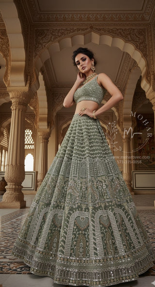 Sea Green Net Lehenga