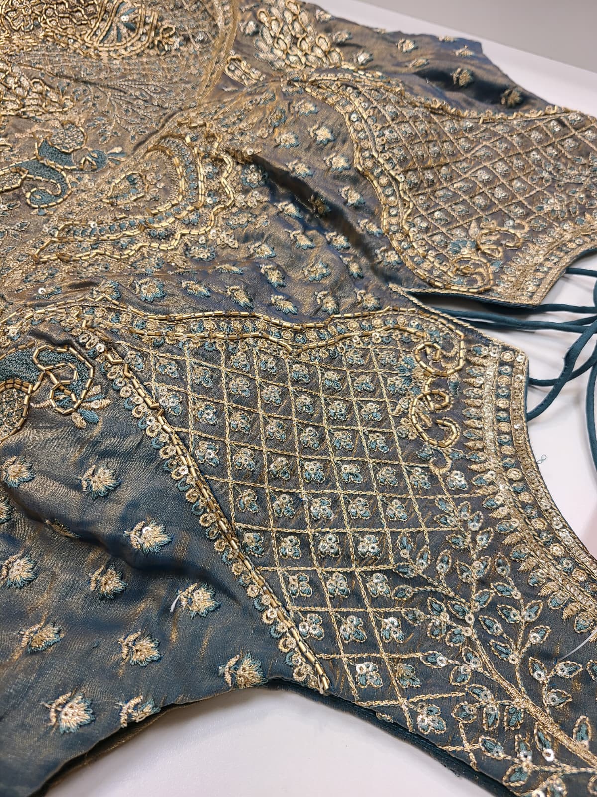 Grey Gold Corset Lehenga