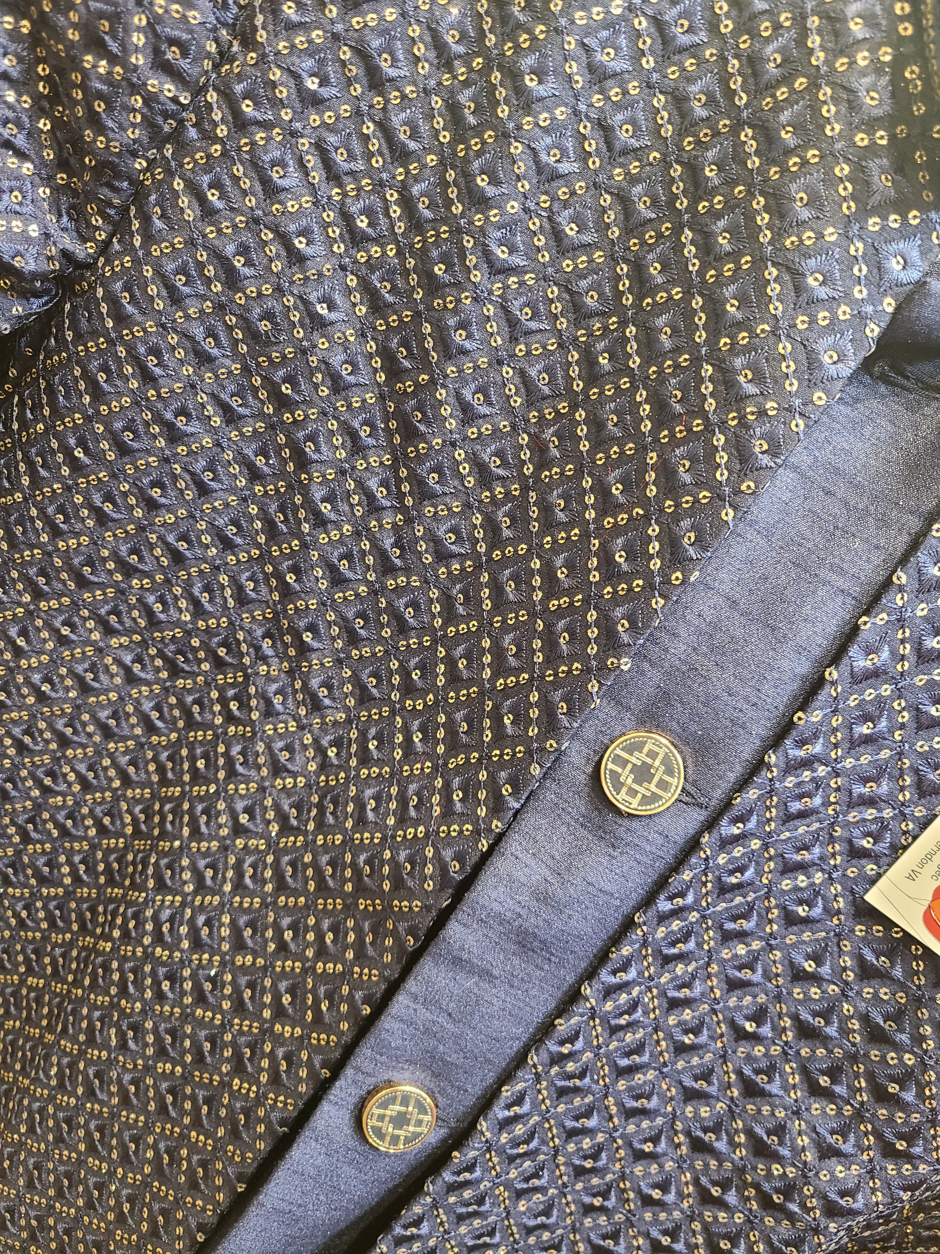 Midnight Blue Sequin Embellished Sherwani Set