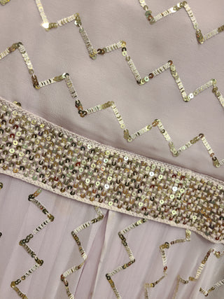 Light Lavender Embroidered Asymmetric Kurta Set with Palazzo Pants