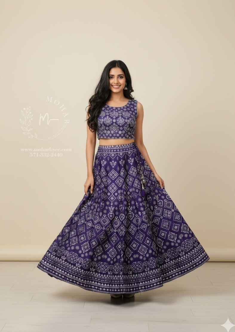 Royal Purple Embroidered Lehenga Choli Set