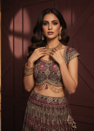 Fall printed georgette lehenga