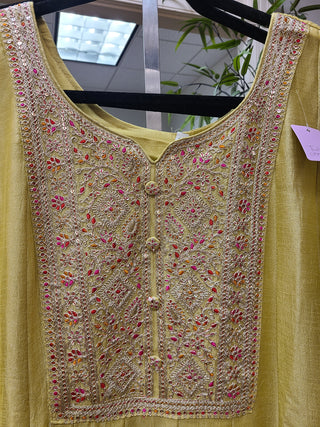 Elegant Sage Green Floral Embroidered Anarkali Set