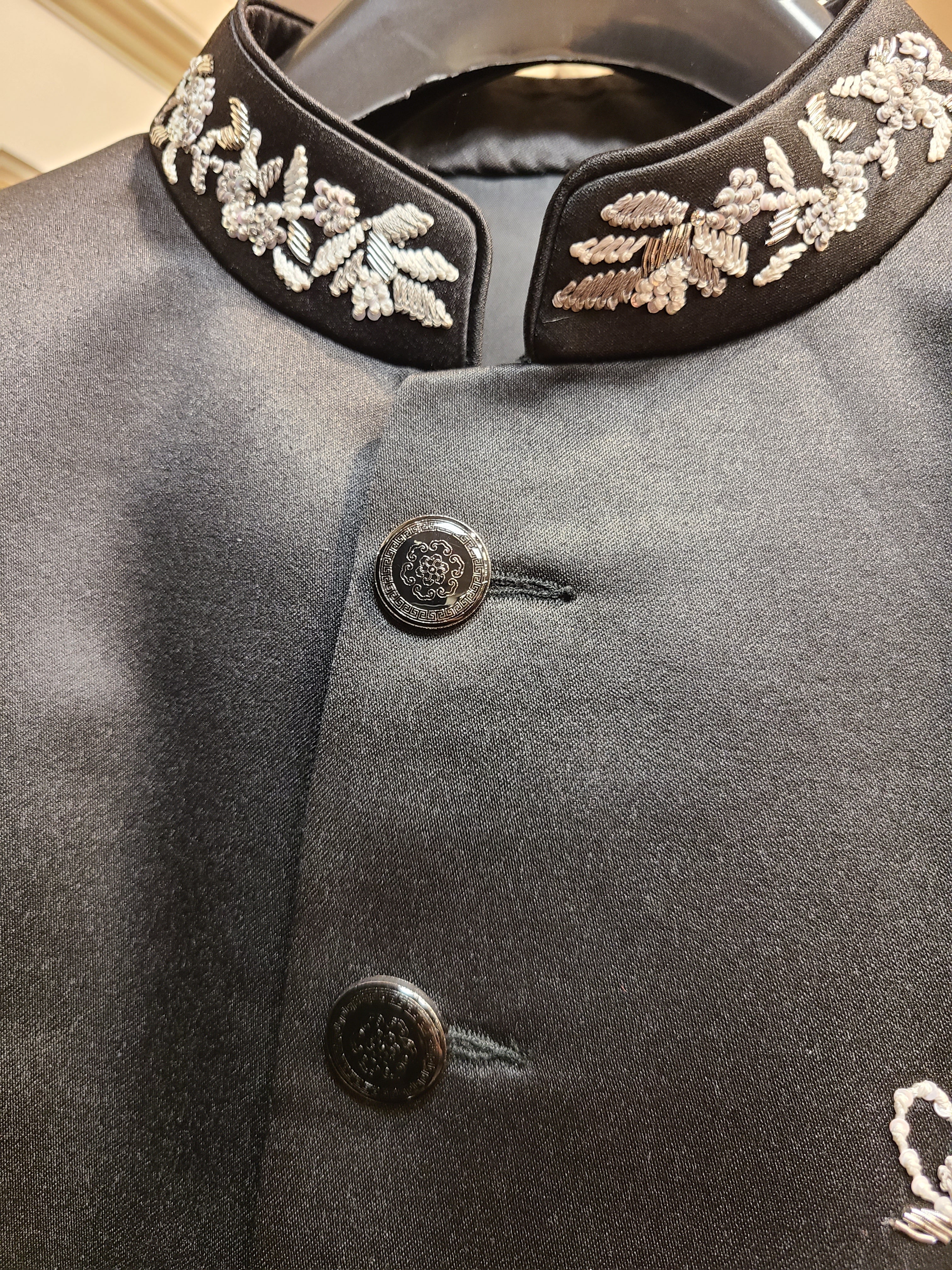 Luxurious Black Embroidered Bandhgala Suit