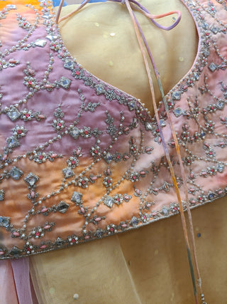 Pastel Peach Blossom Lehenga Choli