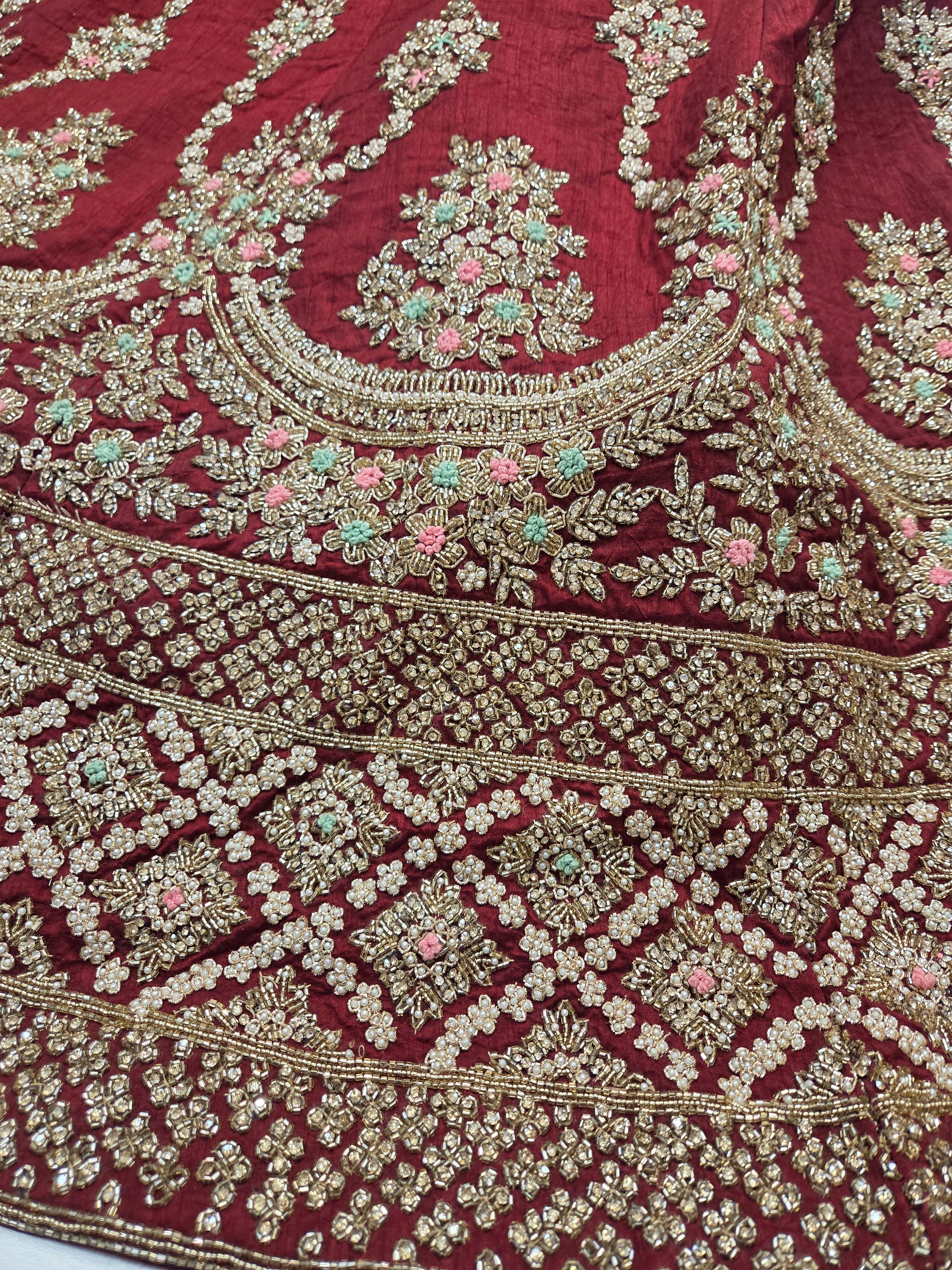 Maroon Gold Bridal Lehenga Set
