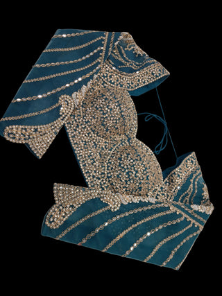 Teal Silver Embroidered Bridal Lehenga Set